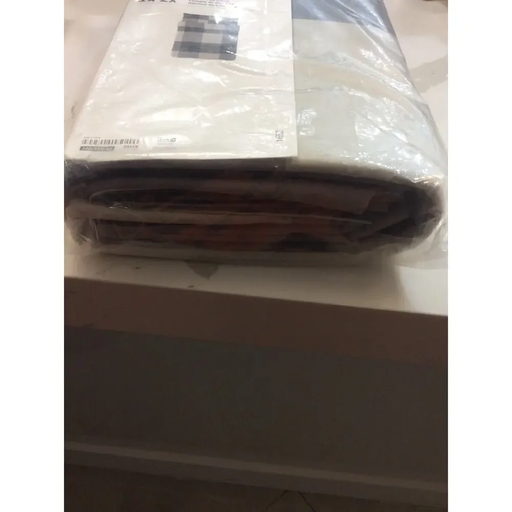 New Ikea BRUNKRISSLA Full/Queen Duvet Cover & 2 Pillowcases Bed Set Black/Gray